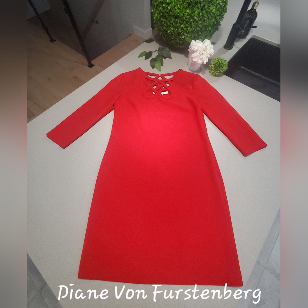 DIANE VON FURSTENBERG Incroyable robe midi haut de gamme rouge